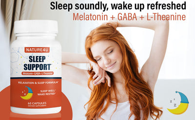 Nature4U Knockout Sleep Aid – 3-in-1 Extra Strength Blend with Time-Release Melatonin, L-Theanine & GABA – Deep Sleep, No Grogginess, Wake Up Recharged