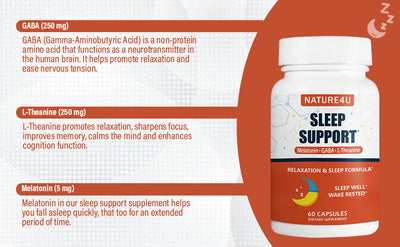 Nature4U Knockout Sleep Aid – 3-in-1 Extra Strength Blend with Time-Release Melatonin, L-Theanine & GABA – Deep Sleep, No Grogginess, Wake Up Recharged