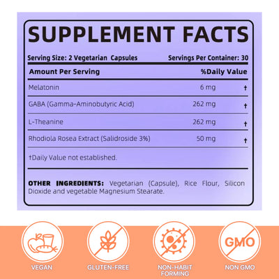 Short & Clean HappieVita Sleep Aid – 4-in-1 Natural Formula for Deep Rest (60 Capsules)