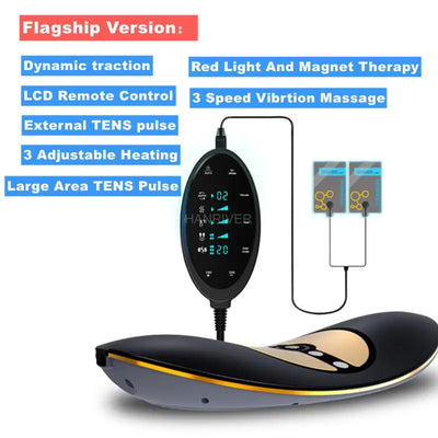Electric Lumbar Traction Massager | Heated Back Pain Relief with Vibration, Air Stretch & Pulse Therapy – FDA Approved
