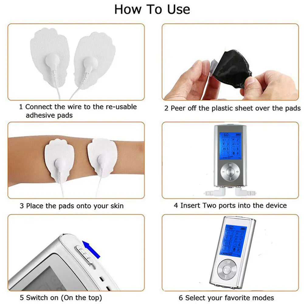 TENS EMS Unit – 8 Modes Digital Palm Device for Pain Relief, Muscle Therapy & Body Massager for Neck, Back, and Lumbar