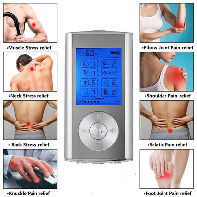 TENS EMS Unit – 8 Modes Digital Palm Device for Pain Relief, Muscle Therapy & Body Massager for Neck, Back, and Lumbar