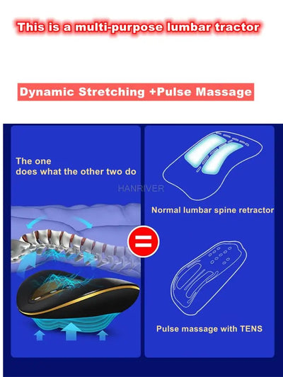 Electric Lumbar Traction Massager | Heated Back Pain Relief with Vibration, Air Stretch & Pulse Therapy – FDA Approved