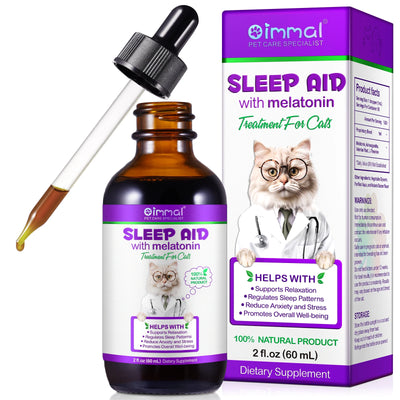 Sleep Support Drops for Cats – Calm Anxiety, End Restlessness & Help Them Sleep Like a Baby Lion  100% Natural Liquid with Melatonin + Valerian + Ashwagandha  Easy-to-use drops that kick in fast & calm even the most anxious kitty