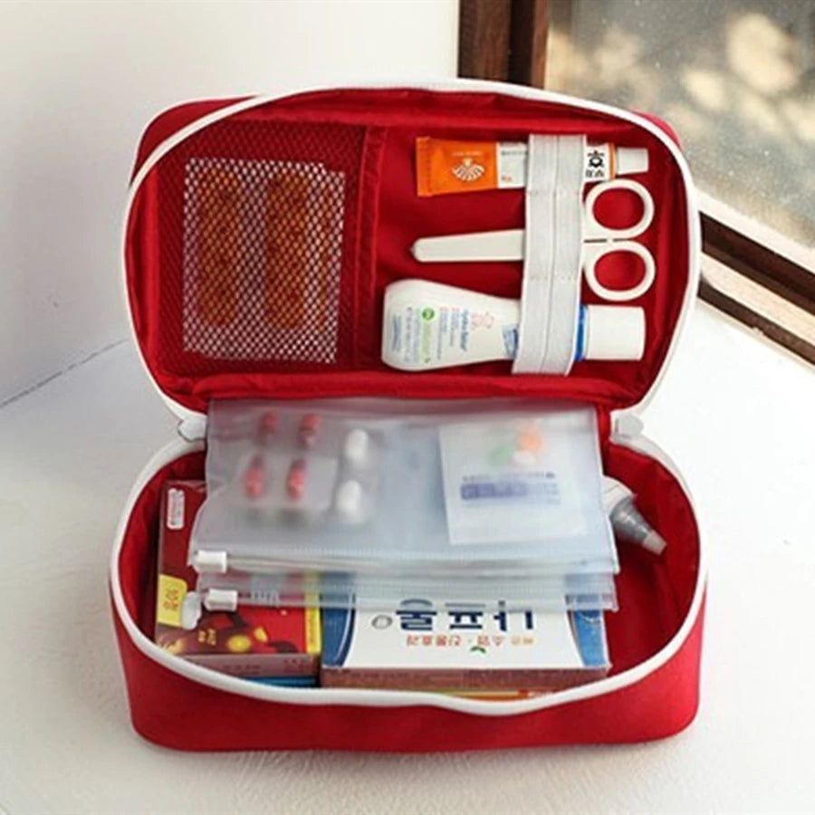 Portable First Aid Kit Bag – Health Medicine Storage Emergency Kit – Oxford Cloth Travel Medical Bag for Outdoor & Travel Use (Red)
