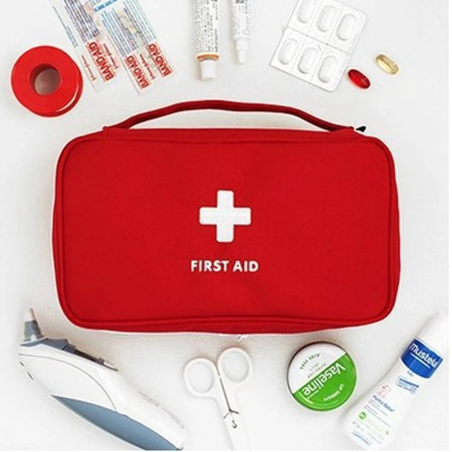 Portable First Aid Kit Bag – Health Medicine Storage Emergency Kit – Oxford Cloth Travel Medical Bag for Outdoor & Travel Use (Red)