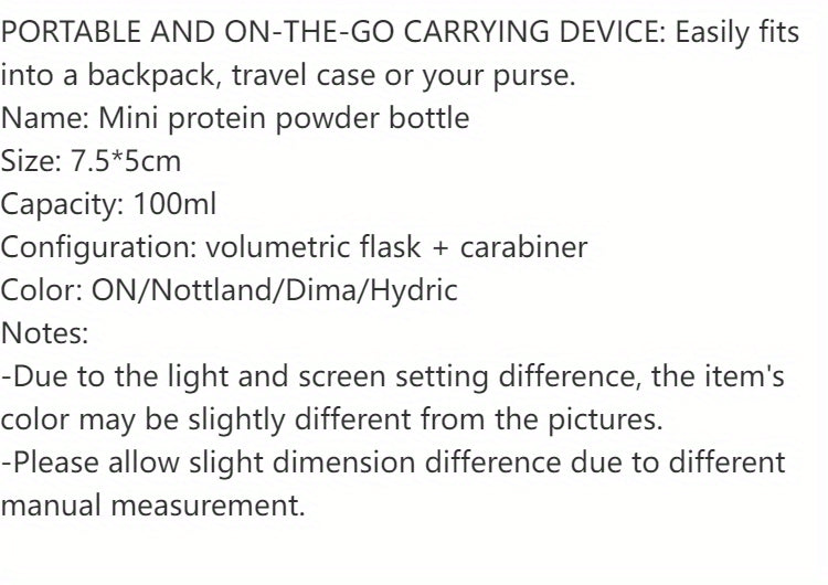 100ML Mini Portable Protein Container Bottle – Outdoor Sports Powder Bottle with Whey Keychain & Health Funnel