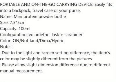 100ML Mini Portable Protein Container Bottle – Outdoor Sports Powder Bottle with Whey Keychain & Health Funnel