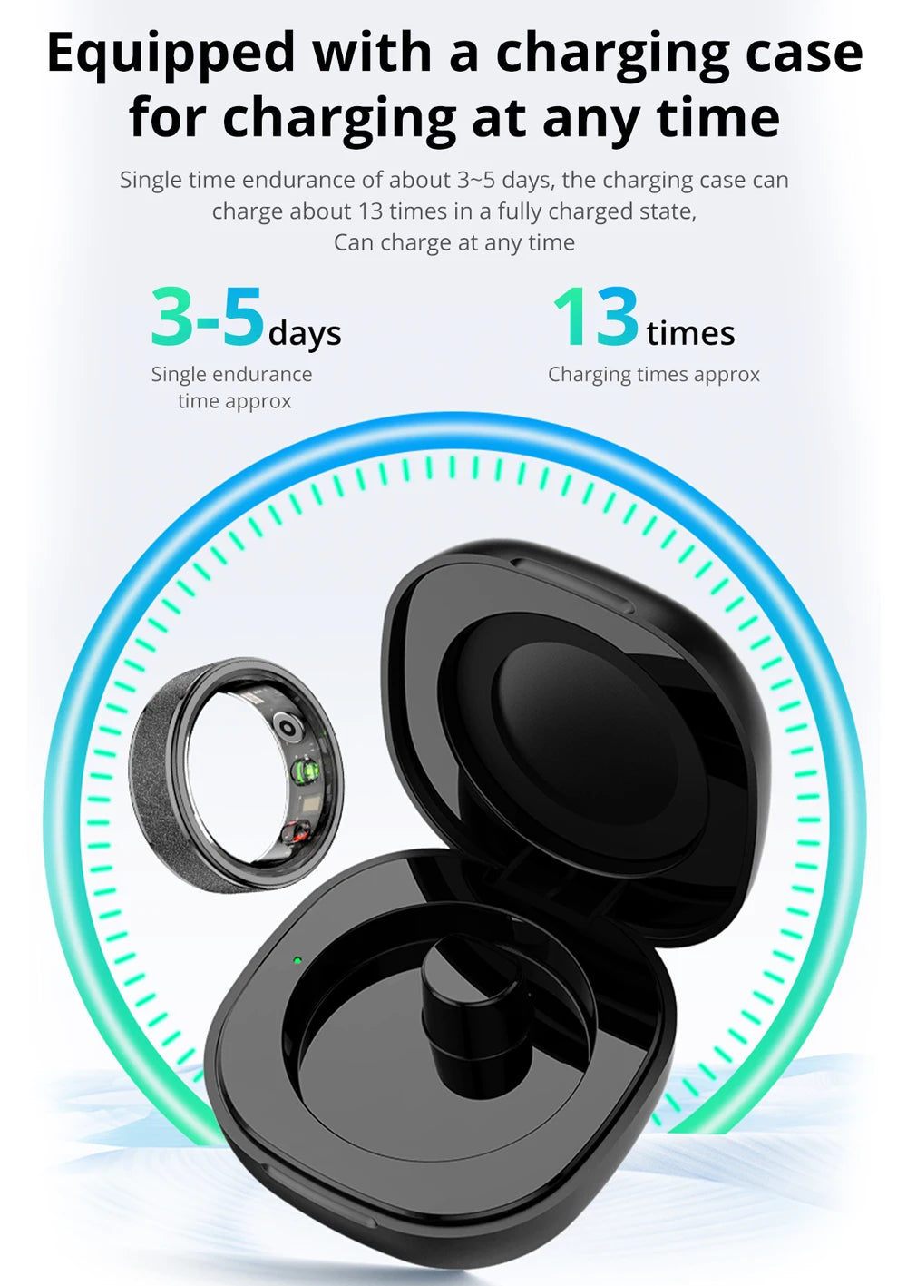 COLMI R10 Smart Ring – Health & Sleep Monitor with Charging Case, 5ATM Waterproof, Compatible with Xiaomi Phones – Activity Tracker for Men & Women