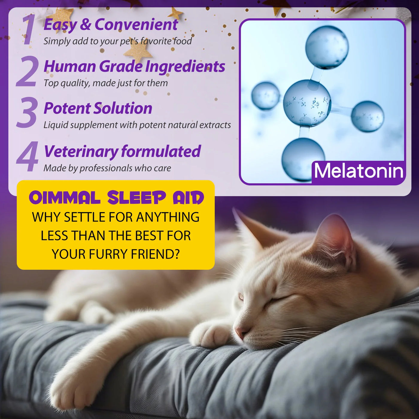 Sleep Support Drops for Cats – Calm Anxiety, End Restlessness & Help Them Sleep Like a Baby Lion  100% Natural Liquid with Melatonin + Valerian + Ashwagandha  Easy-to-use drops that kick in fast & calm even the most anxious kitty