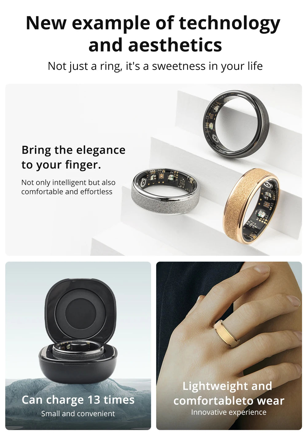 COLMI R10 Smart Ring – Health & Sleep Monitor with Charging Case, 5ATM Waterproof, Compatible with Xiaomi Phones – Activity Tracker for Men & Women