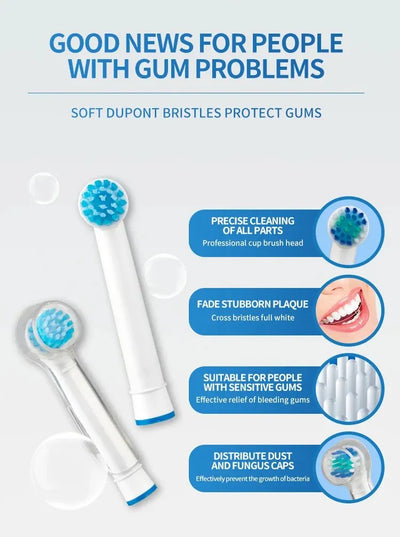 4pcs Replacement Brush Heads for Oral-B Electric Toothbrush – Compatible with Advance Power, Vitality, Precision Clean, Pro Health, Triumph, & 3D Excel