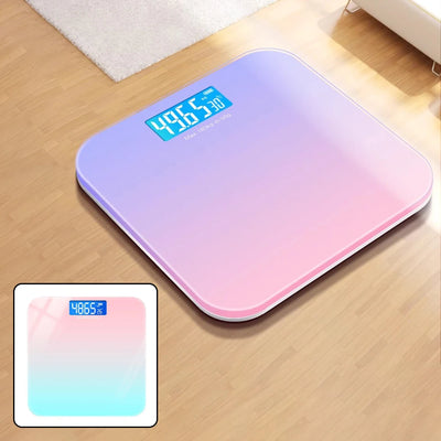 "Track Your Progress in Style with the Rainbow Gradient LCD Electronic Body Scale – Intelligent, Rechargeable, Accurate Weight Measurement"