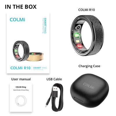 COLMI R10 Smart Ring – Health & Sleep Monitor with Charging Case, 5ATM Waterproof, Compatible with Xiaomi Phones – Activity Tracker for Men & Women
