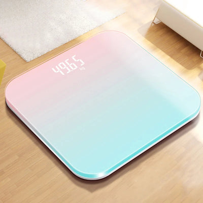 "Track Your Progress in Style with the Rainbow Gradient LCD Electronic Body Scale – Intelligent, Rechargeable, Accurate Weight Measurement"