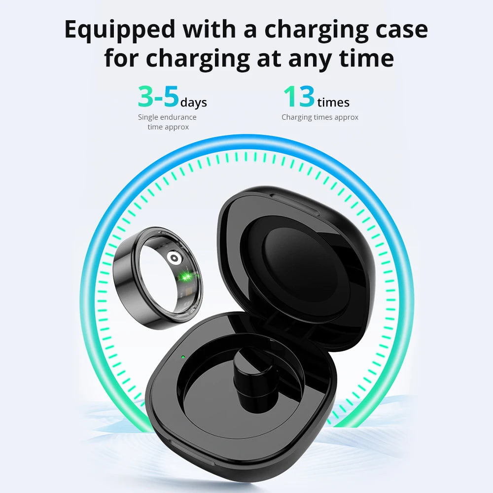 2024 COLMI R02 Smart Ring with Charging Case – 39 Days Battery Life, Health Monitor, 5ATM Waterproof for Men & Women