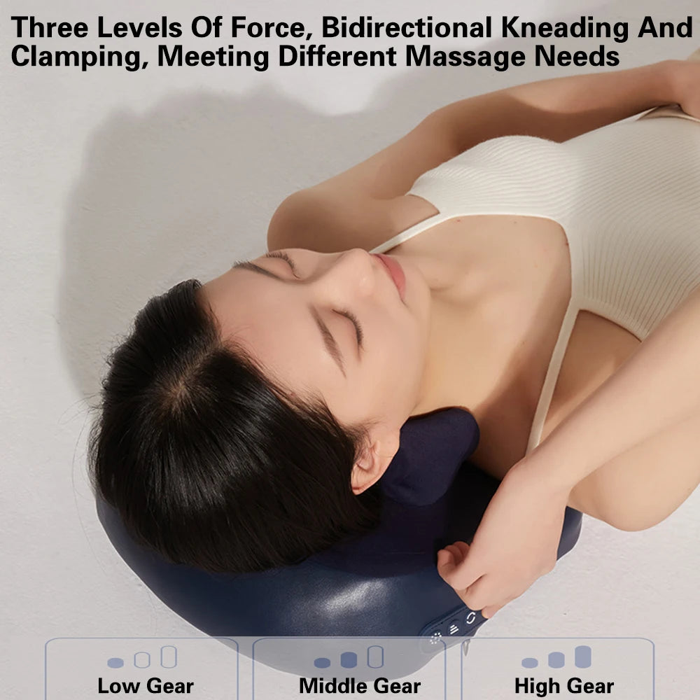 6D Electric Neck Massager Pillow – Shiatsu Cervical Traction & Heating Device for Neck and Back Pain Relief