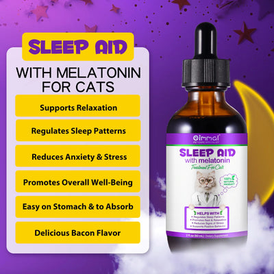 Sleep Support Drops for Cats – Calm Anxiety, End Restlessness & Help Them Sleep Like a Baby Lion  100% Natural Liquid with Melatonin + Valerian + Ashwagandha  Easy-to-use drops that kick in fast & calm even the most anxious kitty