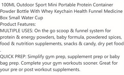 100ML Mini Portable Protein Container Bottle – Outdoor Sports Powder Bottle with Whey Keychain & Health Funnel