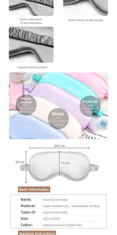 Imitated Silk Sleep Eye Mask – Portable Travel Eyepatch for Relaxation, Naps & Night Sleep – Comfortable, Breathable Eye Cover