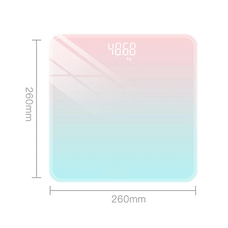 "Track Your Progress in Style with the Rainbow Gradient LCD Electronic Body Scale – Intelligent, Rechargeable, Accurate Weight Measurement"