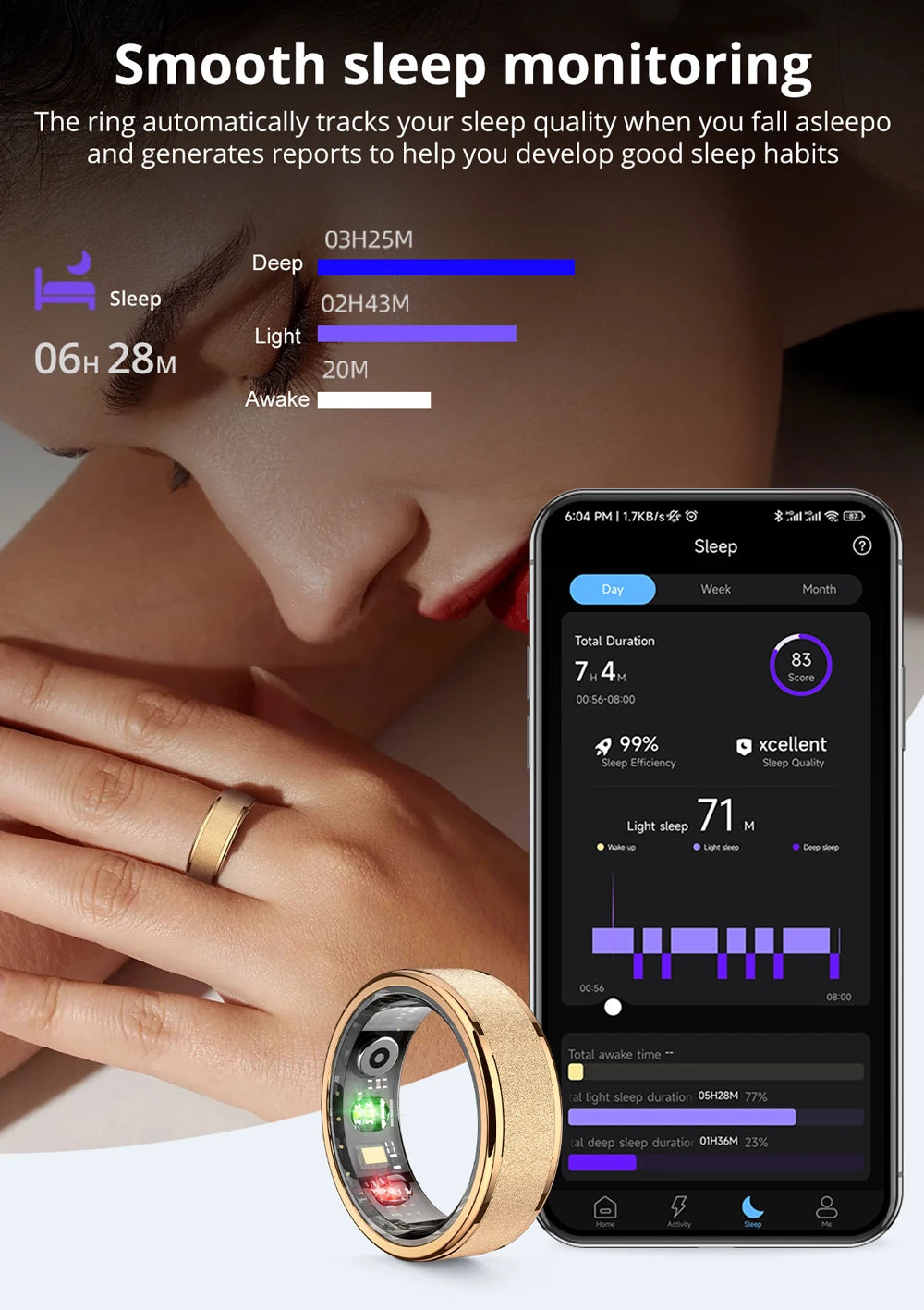 COLMI R10 Smart Ring – Health & Sleep Monitor with Charging Case, 5ATM Waterproof, Compatible with Xiaomi Phones – Activity Tracker for Men & Women
