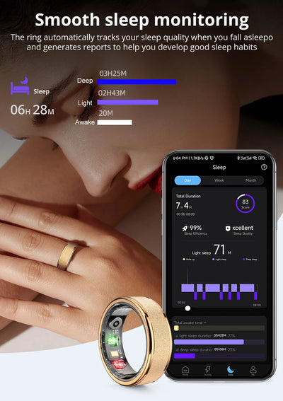 COLMI R10 Smart Ring – Health & Sleep Monitor with Charging Case, 5ATM Waterproof, Compatible with Xiaomi Phones – Activity Tracker for Men & Women