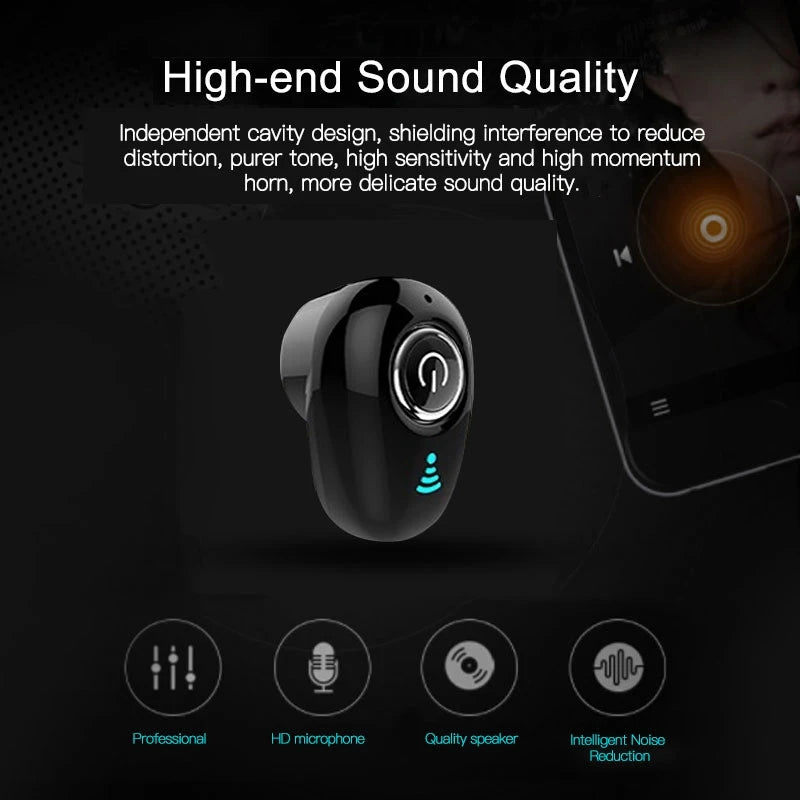 Invisible Single Ear Bluetooth 5.0 Headset | Ultra-Light, Wireless In-Ear Earbud for Music, Running & Relaxation