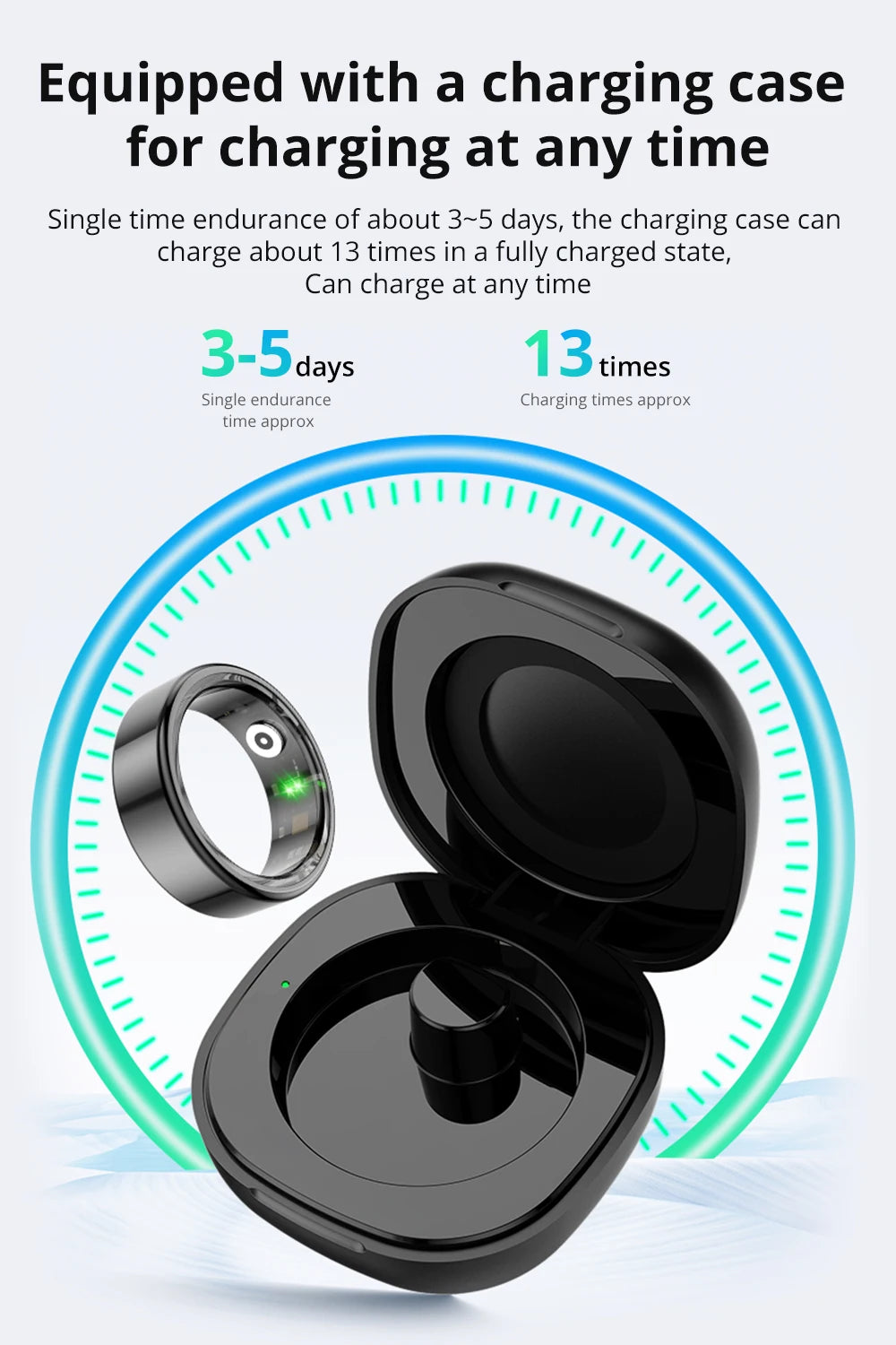 2024 COLMI R02 Smart Ring with Charging Case – 39 Days Battery Life, Health Monitor, 5ATM Waterproof for Men & Women