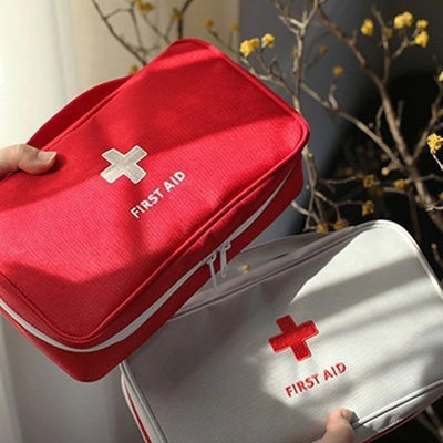 Portable First Aid Kit Bag – Health Medicine Storage Emergency Kit – Oxford Cloth Travel Medical Bag for Outdoor & Travel Use (Red)