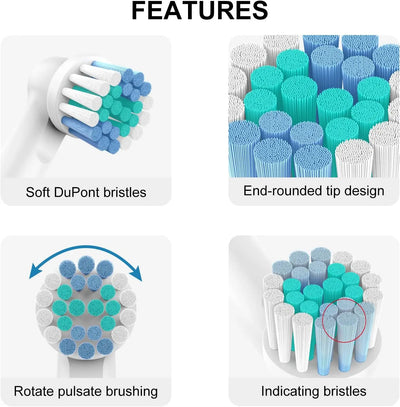 "Replacement Brush Heads for Oral-B Electric Toothbrush – Fits Power, Pro Health, Triumph, & More – 4/8/16pcs"