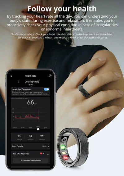 COLMI R10 Smart Ring – Health & Sleep Monitor with Charging Case, 5ATM Waterproof, Compatible with Xiaomi Phones – Activity Tracker for Men & Women