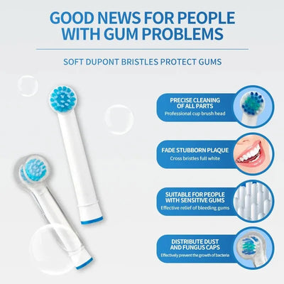 4pcs Replacement Brush Heads for Oral-B Electric Toothbrush – Compatible with Advance Power, Vitality, Precision Clean, Pro Health, Triumph, & 3D Excel