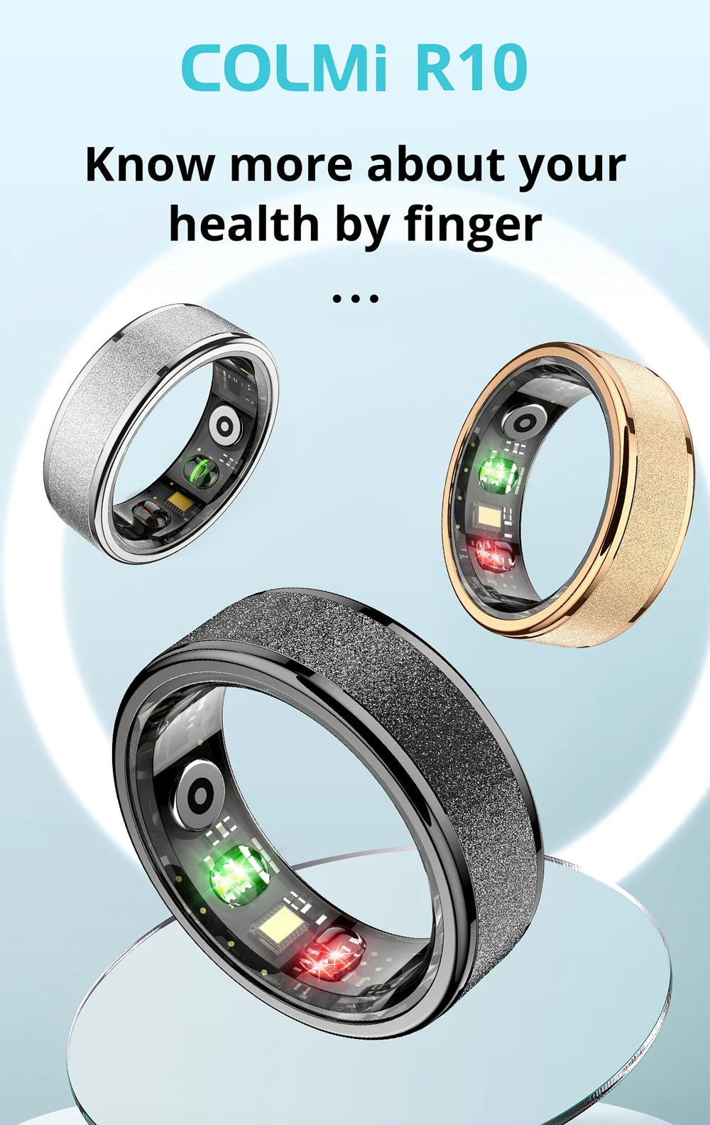 COLMI R10 Smart Ring – Health & Sleep Monitor with Charging Case, 5ATM Waterproof, Compatible with Xiaomi Phones – Activity Tracker for Men & Women