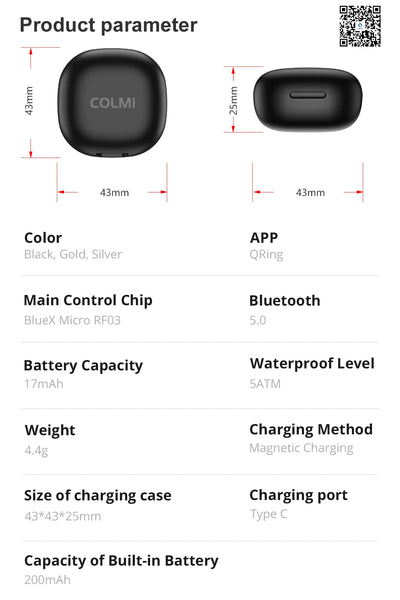 2024 COLMI R02 Smart Ring with Charging Case – 39 Days Battery Life, Health Monitor, 5ATM Waterproof for Men & Women